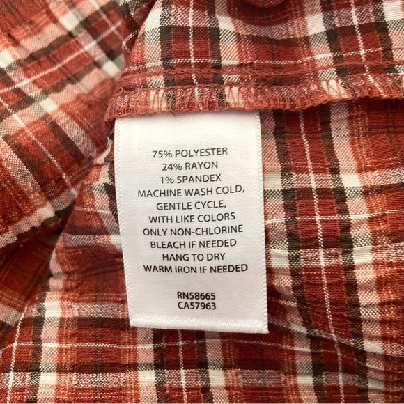 Treasure & Bond Red Plaid V-neck Long Sleeve Blouse Size Small - Picture 8 of 9